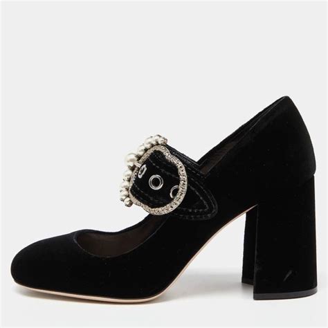 Miu Miu Women's Embellished Mary Jane Pumps 